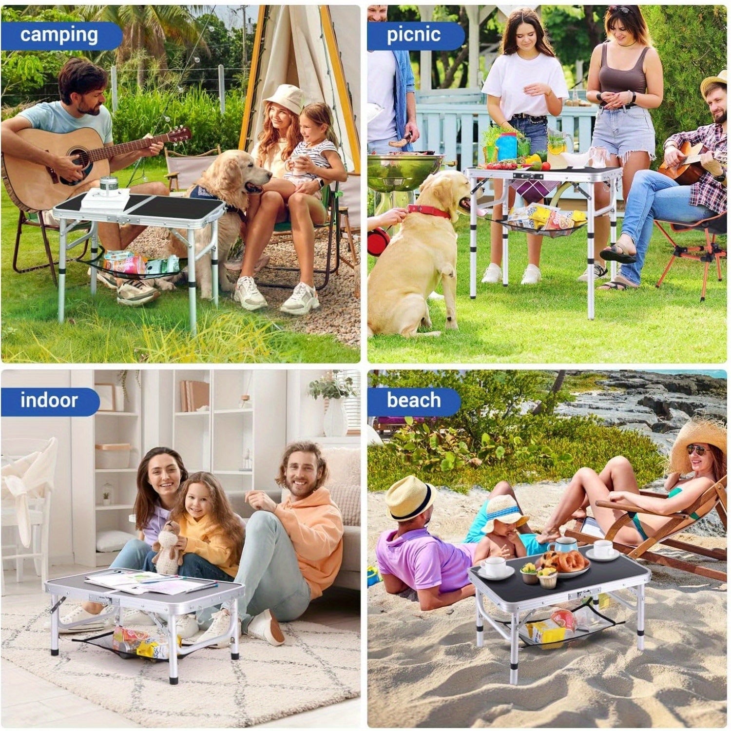 NNETM Folding Camping Table Adjustable Height