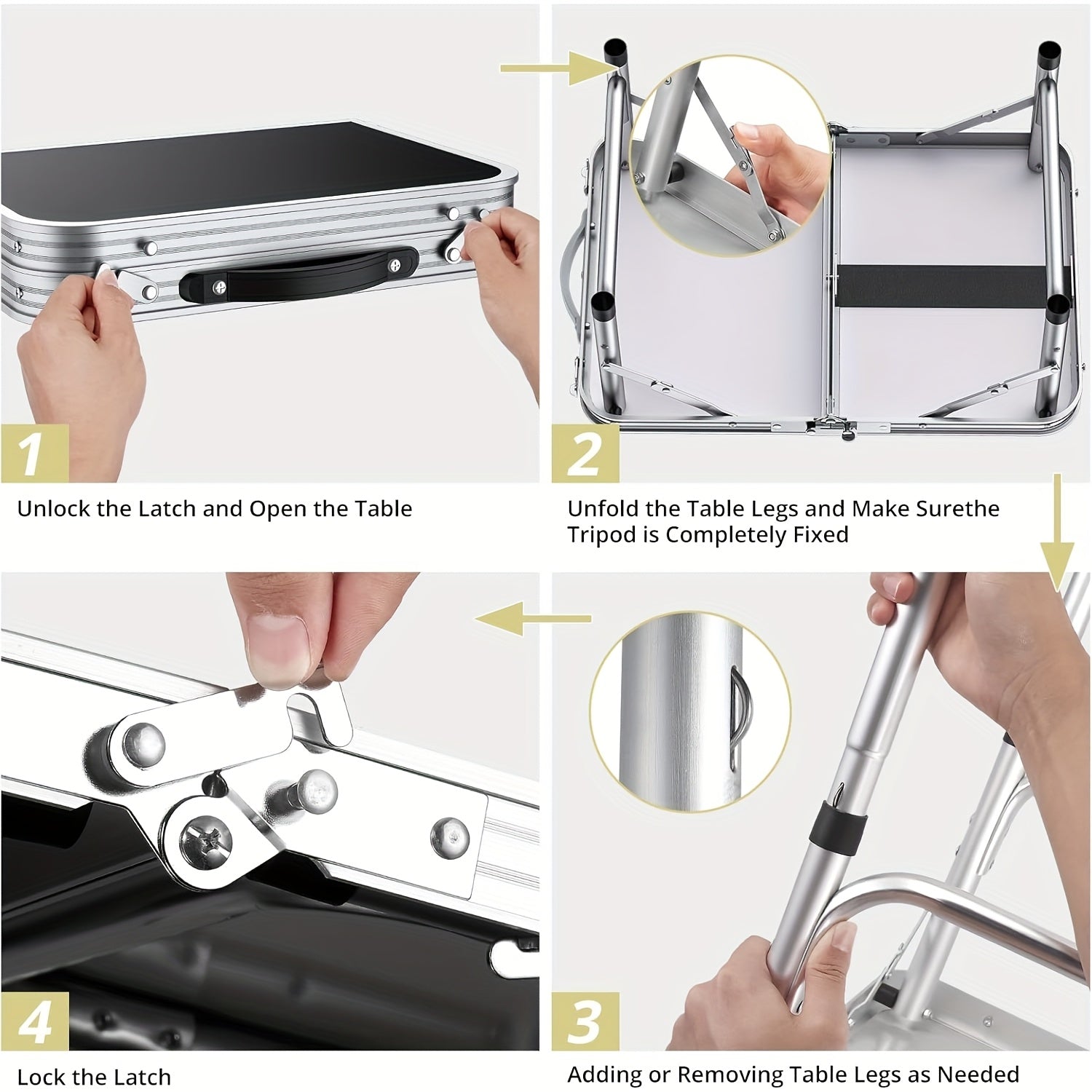 NNETM Folding Camping Table Adjustable Height