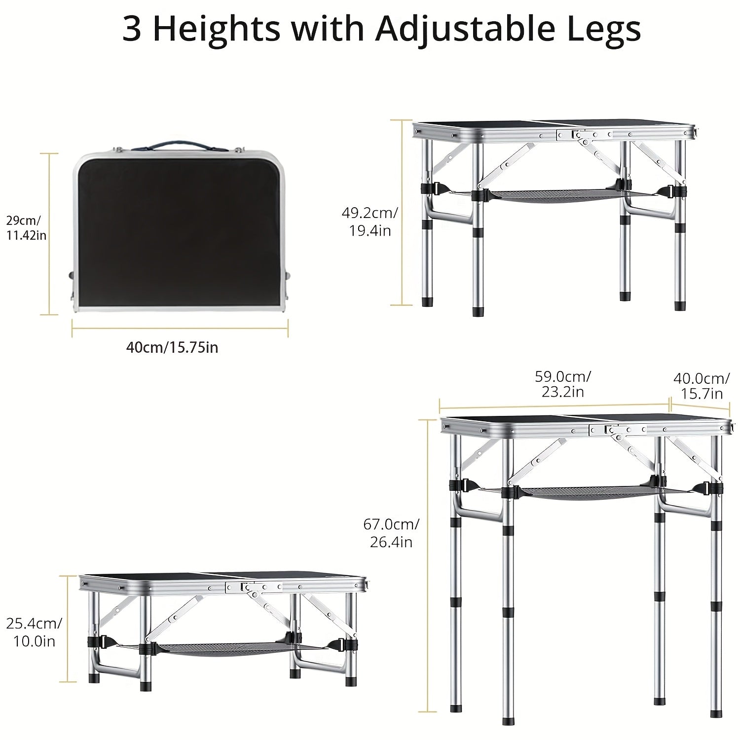 NNETM Folding Camping Table Adjustable Height